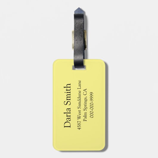 黄色の水仙の花がプリントされたスーツケースタグ ラゲッジタグ (裏面縦)