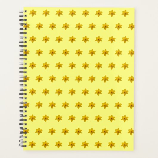 黄色の水仙の花のシームレスなパターンプランナー プランナー手帳 (正面)