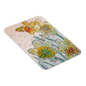 黄色の水仙の花の水彩マグネット マグネット (右側)