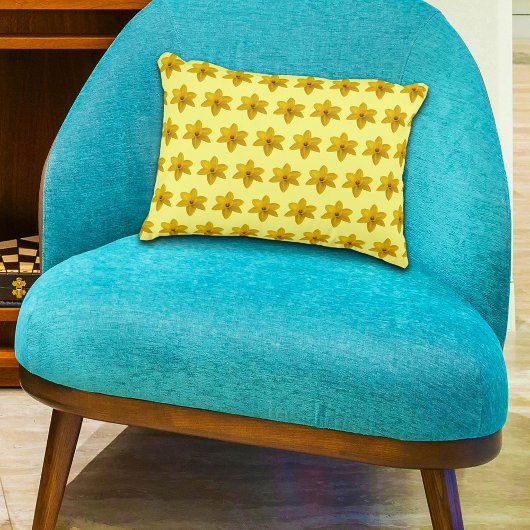 黄色の水仙の花の継ぎ目のないパターンがオン アクセントクッション