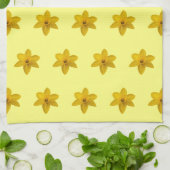 黄色の水仙の花の継ぎ目のないパターンがオン キッチンタオル (折り畳み)