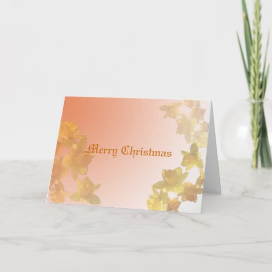 黄色の水仙の花クリスマスのグリーティングカード。 シーズンカード (正面)