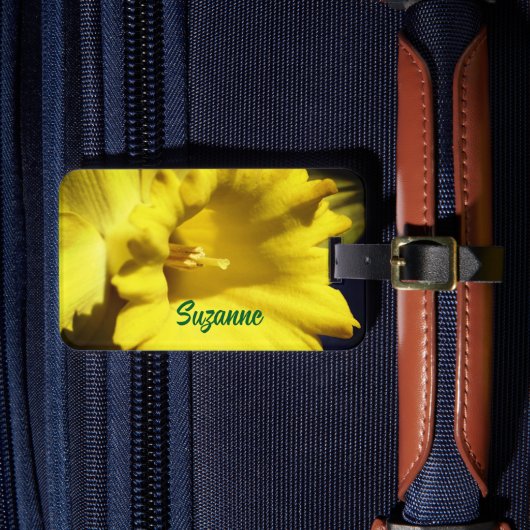 黄色の水仙の花クローズアップパーソナライズされた ラゲッジタグ (正面インサイチュ4)