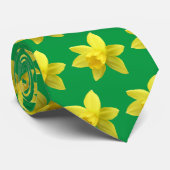 黄色の水仙の開花パターン緑のネックタイ ネクタイ (ロール)