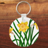 黄色の水仙フローラ絵画水の色 キーホルダー (正面)