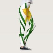 黄色の水仙フローラ絵画水の色 レギンス (右)