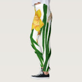 黄色の水仙フローラ絵画水の色 レギンス (左)