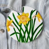 黄色の水仙フローラ絵画水の色 缶バッジ (インサイチュ)