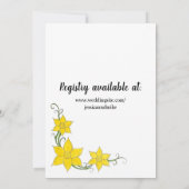 黄色の水仙フローラ花ブライダル赤ちゃんシャワー 招待状 (裏面)