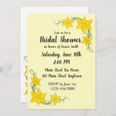 黄色の水仙フローラ花ブライダル赤ちゃんシャワー 招待状 (正面/裏面)