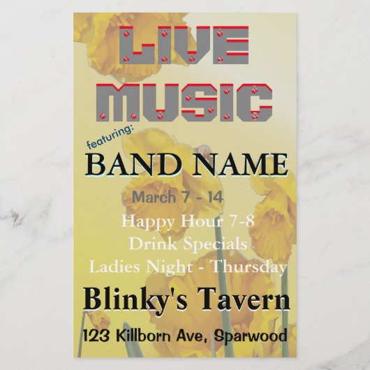 黄色の水仙 水仙 レトロ ヴィンテージ チラシ (裏面)