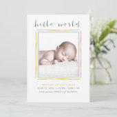 黄色の水彩フレームベビー誕生発表 案内状 (スタンド正面)