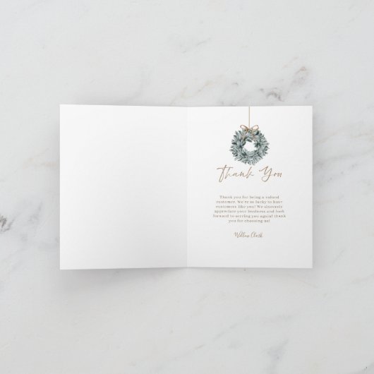 黄色の水彩画のフロントドア＆リース　ありがとうございます サンキューカード (内部)