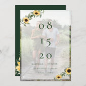 黄色の水彩画ひまわりと野の花の写真 セーブザデート (正面/裏面)