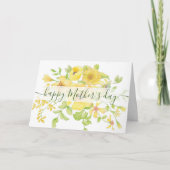 黄色の水彩花のカスタム母の日 カード (正面)