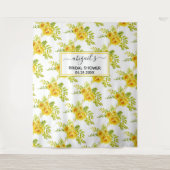 黄色の水彩花の花嫁のシャワー タペストリー (正面)