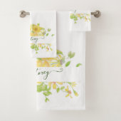 黄色の水彩花柄のオーダーメイド バスタオルセット (インサイチュ)