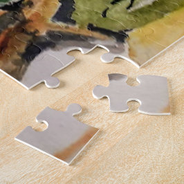 黄色の水彩茶色の枝を持つトランペット ジグソーパズル