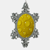 黄色の水滴の背景 スノーフレークピューターオーナメント (左)