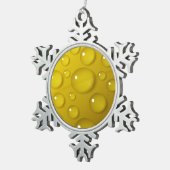 黄色の水滴の背景 スノーフレークピューターオーナメント (右)