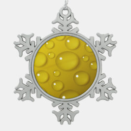 黄色の水滴の背景 スノーフレークピューターオーナメント