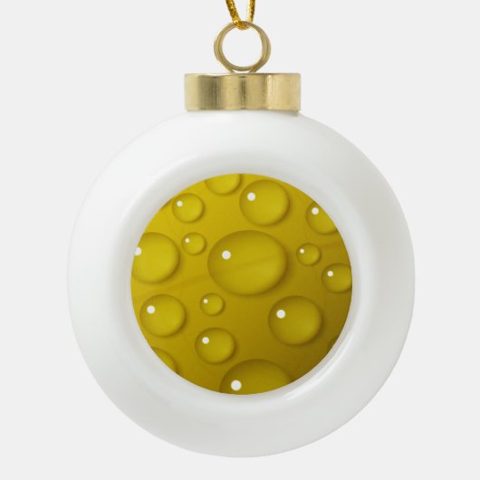 黄色の水滴の背景 セラミックボールオーナメント (正面)