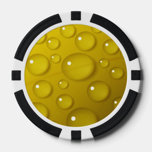 黄色の水滴の背景 ポーカーチップ (正面)
