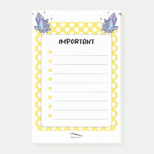 黄色の水玉模様とダイヤモンド重要 ポストイット (正面)