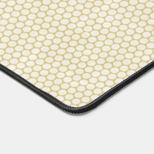 黄色の水玉模様とハニーコームのアクセント デスクマット (コーナー)