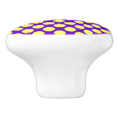 黄色の水玉模様と紫の背景の色 セラミックノブ (側面)