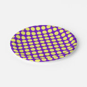 黄色の水玉模様と紫の背景の色 ペーパープレート (アングル)