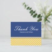 黄色の水玉模様と結婚青のサンキューカード サンキューカード (スタンド正面)