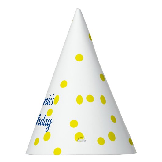 黄色の水玉模様のパターンモノグラム3歳の誕生日 パーティーハット (右)