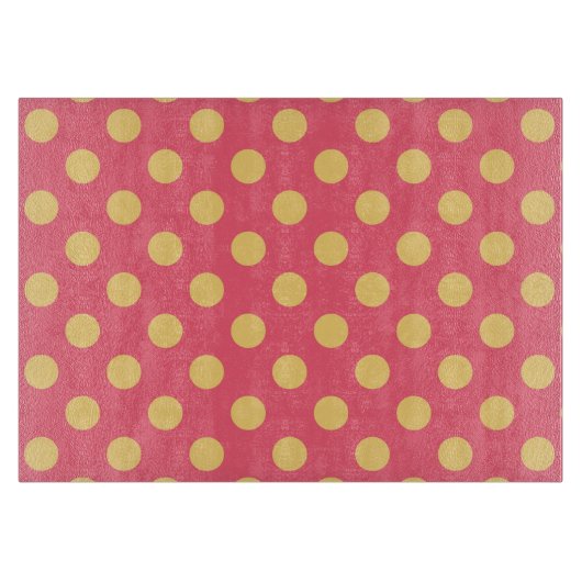 黄色の水玉模様オン珊瑚 カッティングボード (正面)