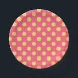 黄色の水玉模様オン珊瑚 ペーパープレート<br><div class="desc">黄色の水玉模様オン珊瑚</div>