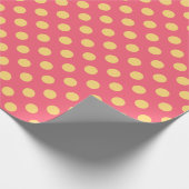 黄色の水玉模様オン珊瑚 ラッピングペーパー (角)