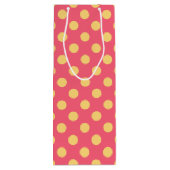 黄色の水玉模様オン珊瑚 ワインギフトバッグ (裏面)