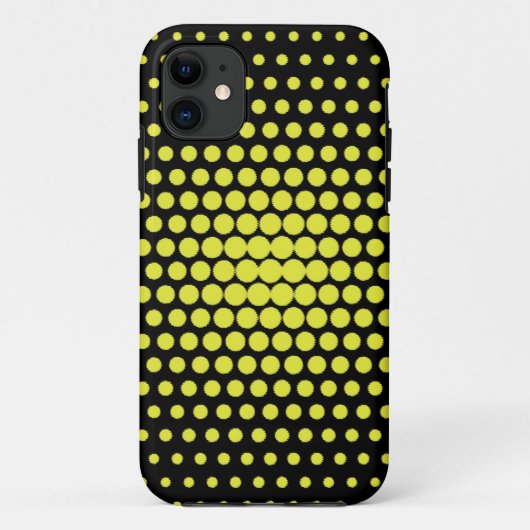 黄色の水玉模様オン黒 Case-Mate iPhoneケース (裏面)