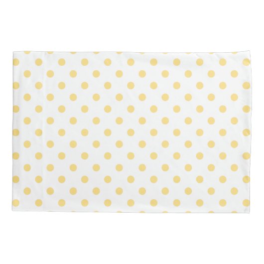 黄色の水玉模様パターンの一対の枕カバー 枕カバー (裏面-左)