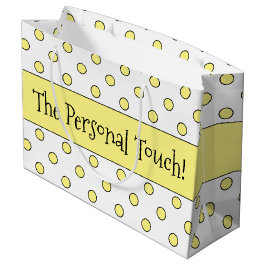 黄色の水玉模様設計 ラージペーパーバッグ