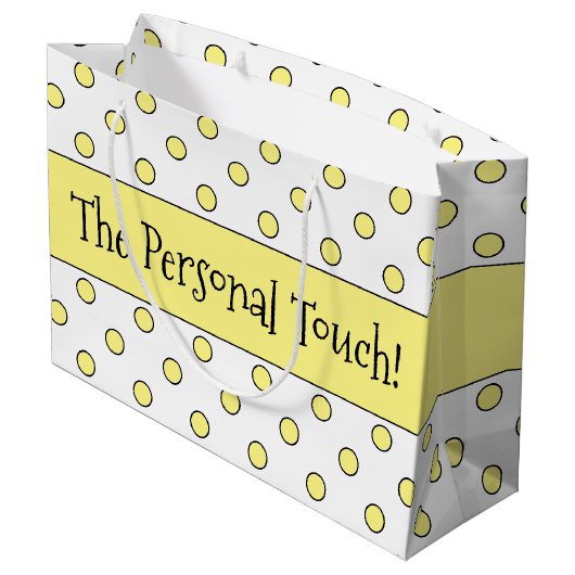 黄色の水玉模様設計 ラージペーパーバッグ (裏面アングル)