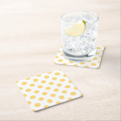 黄色の水玉模様 スクエアペーパーコースター (インサイチュ)
