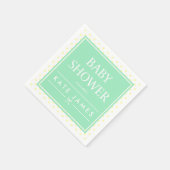 黄色の水玉模様、リボンとミント赤ちゃんシャワー スタンダードカクテルナプキン (角)