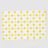 黄色の水玉模様、水玉模様パターン、ドット点々のある、 ゴルフタオル (横)