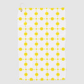 黄色の水玉模様、水玉模様パターン、ドット点々のある、 ゴルフタオル (正面)