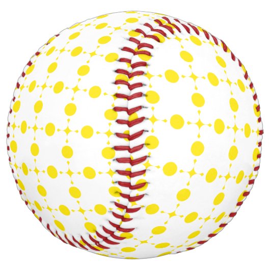 黄色の水玉模様、水玉模様パターン、ドット点々のある、 ソフトボール (アングル)