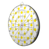 黄色の水玉模様、水玉模様パターン、ドット点々のある、 ダーツボード (正面右)