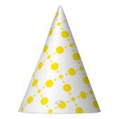 黄色の水玉模様、水玉模様パターン、ドット点々のある、 パーティーハット (左)