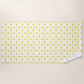 黄色の水玉模様、水玉模様パターン、ドット点々のある、 ビーチタオル (正面)