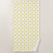 黄色の水玉模様、水玉模様パターン、ドット点々のある、 ビーチタオル (正面)